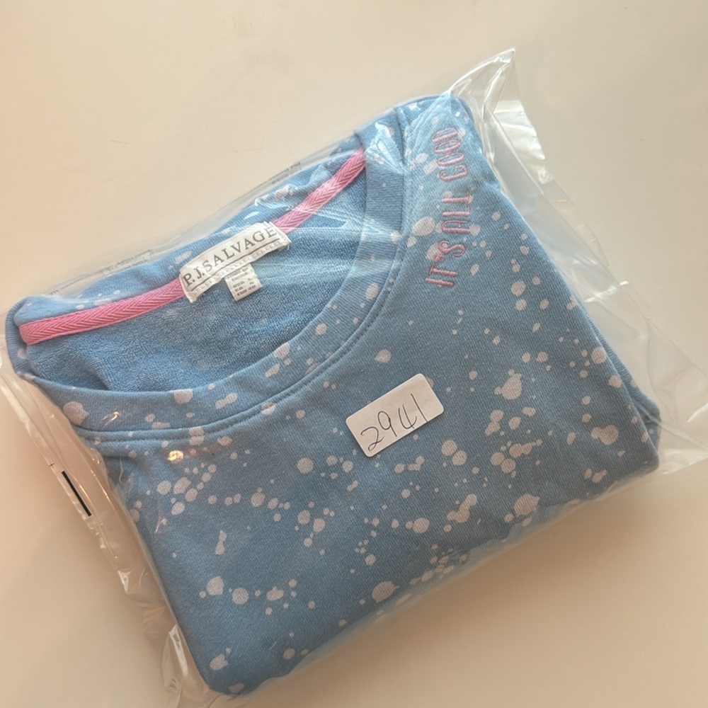 P.J. Salvage Flick of a Brush Long Sleeve Top It’s All Good Sweatshirt Blue L - Picture 15 of 15